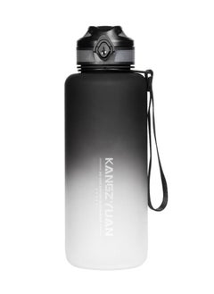 Buy Sports Water Bottle 1500ML High Capacity Protein Shaker Outdoor Travel Portable Leakproof Drinkware Plastic Drink Bottle BPA Free 1.5L Black and White in UAE