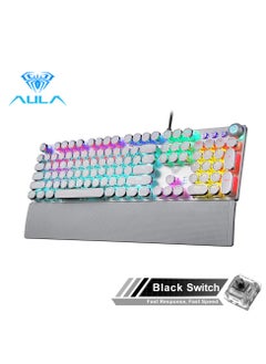 اشتري Mechanical Gaming Keyboard NKRO with Wrist Rest RGB Backlit Volume/Lighting Control Knob Fully Programmable 108-Keys Anti-Ghosting Wired Computer Keyboards for Office/Games, Black Switch في الامارات