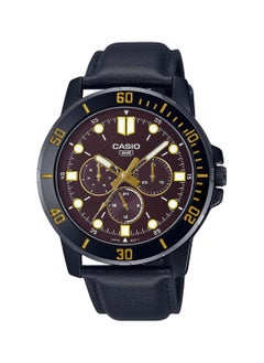 Buy Analog Round Waterproof Wrist Watch With Leather Strap MTP-VD300BL-5EUDF in UAE