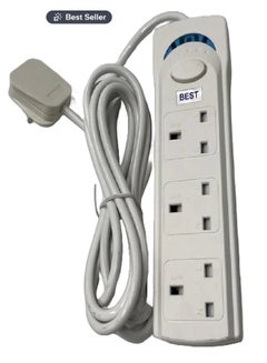 Buy 5 Meter Best Power Strips Extension Cord | 3 Sockets Universal Plug Adapter with 5 Meter Bold Extension Cable | Power Socket | Extension Board | Extension Cable | Extension Socket (White) in Saudi Arabia