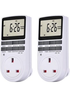 Buy 2 Pack Digital Light Timer Plug, Timer Outlet Plug-in Timer Socket LCD Display 10 Programmable Switching Programs 24 Hours & 7 Days Energy Saving Timer Socket for Electrical Appliances in Saudi Arabia