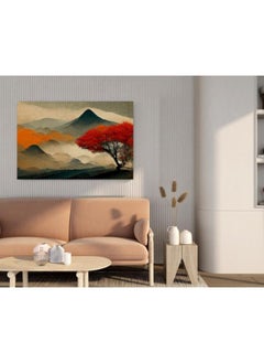 Buy Autumn japanese landscape mountains redwood growing slope illustration 90x60 in Egypt