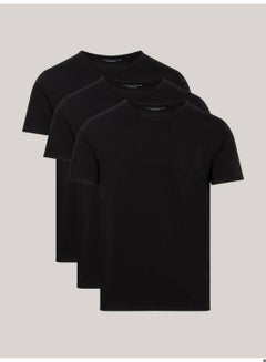 Buy Tommy Hilfiger Men's Undershirts - 3 Piece Set - Underwear - Cotton , Black in UAE