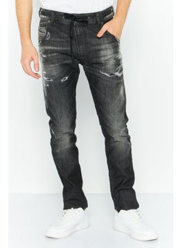 اشتري Men Tapered Fit Washed Denim Jean, Black في الامارات