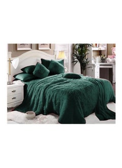 اشتري COMFY SET OF 6 FAUX FUR SOFT & FLUFFY PREMIUM COMFORTER SET GREEN في الامارات