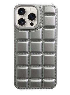 اشتري Luxury Plating Chocolate Block Pattern Case For Iphone 15, Shockproof Phone Back Cover For iPhone 15 - Silver في مصر