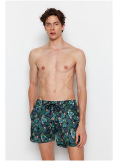 اشتري Green Men's Tropical Printed Standard Size Swimsuit Sea Shorts في مصر