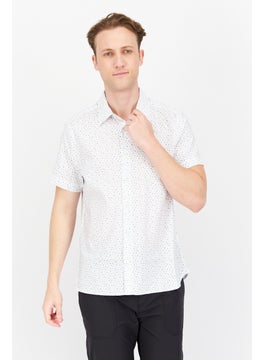 Buy Men Stretch Fit Short Sleeve All Over Printed Casual Shirt, White Combo in UAE