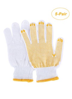 Buy 5-Pair Pvc Glue Dispensing Anti-skid Anti Scratch Gloves Yellow/White in Saudi Arabia