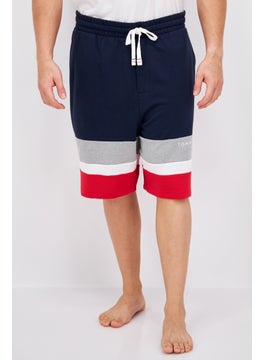 Buy Men Colorblock Drawstring Pajama Short, Navy Combo in UAE