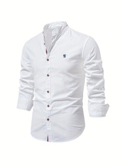 Buy Spring and summer slim shirt men's cotton and linen casual Japanese style men's fashion business solid color long-sleeved shirt for men in Saudi Arabia