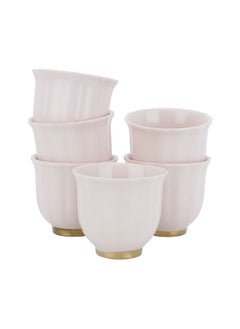 Buy A Set Of Light Pink Porcelain Coffee Cups With A Gilded Base, 12 Pieces in Saudi Arabia