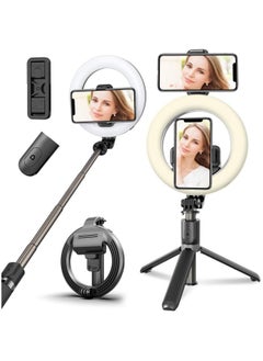 Buy Selfie Ring Light Tripod Bluetooth Selfie Stick,Cell Phone Holder LED Selfie Light Stand for Live Stream Photography in UAE