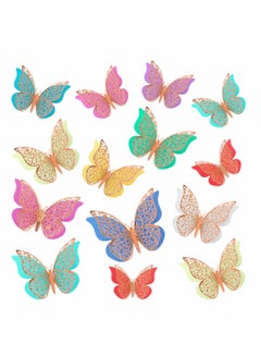 Buy 3D Butterfly Wall Decor, 36 Pcs Butterfly Decorations Double Layers Wall Stickers for Party Decorations Baby Show Decorations Wedding Decor Room Dcor DIY Gift (Multiple Colors Randomly) in UAE