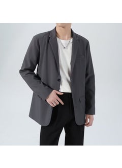 اشتري 1 x 5 pcs Casual Mens Blazer Solid Loose Trendy 2023 Spring Summer Dark gray في السعودية