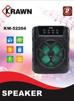 Buy Portable Bluetooth Speaker, FM Radio, SD Card, USB Port, Plays MP3 Files KW-52204 in Saudi Arabia