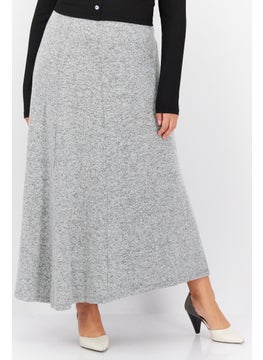 Buy Women Solid Midi Skirt, Grey in UAE