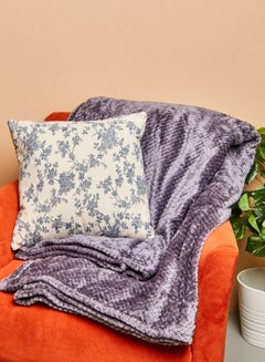 Buy Grey Grid Fleece Blanket 220X230Cm in Saudi Arabia