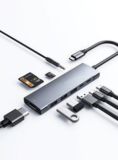 Buy USB C HUB,Type C Hub 9 in 1 Multiport Adapter with 100W Power Delivery,Grey in Saudi Arabia