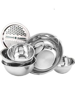 Buy 6-Piece Stainless Steel Bowl Set includes 5 X Salad Bowl 1 X Grater Plate in UAE