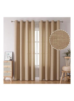 Buy Natural Linen Semi Transparent Curtain For Living Rooms And Bedroom With Steel Grommets 2 Pcs in Egypt