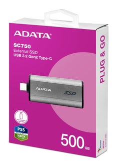 Buy ADATA SC750 500GB External Portable SSD USB-C 3.2 Gen 2 | High-speed Up to 1000 MB/s- | Black Titanium in UAE