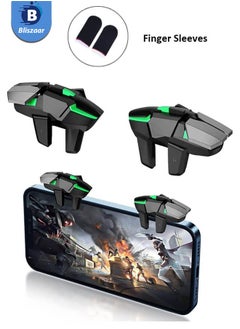 Buy Mobile Game Controller Trigger, PUBG Accessories 6 Finger Trigger, High Sensitivity and 4 Metal Button, Non-slip and Human Body Design with 2 Finger Sleeves in Saudi Arabia