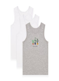 Buy Greentreat Pack Of 3 Boys Bamboo Vests in UAE