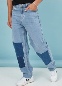 Buy Colour Block Relaxed Fit Jeans in Saudi Arabia