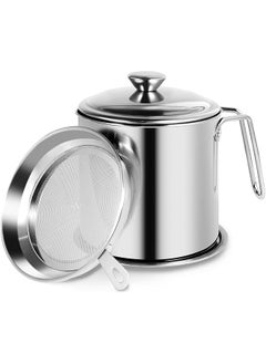 Buy Stainless Steel Oil Filter Pot Oil Storage Container With Fine Mesh Strainer And Dustproof Lid Suitable For Storing Frying Oil And Cooking Grease Cooking Oil Strainer 1.3L in Saudi Arabia