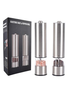 Buy Automatic Salt and Pepper Grinder Set, Electric Peppercorn Grinders, Battery Operated Mill, 2 Pack, Stainless Steel & Ceramic With Lights, Refillable, Electrical, One Handed, Adjustable Coarse Level in Saudi Arabia