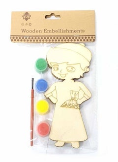 Buy Wood coloring set for boys with colors and a coloring brush in UAE