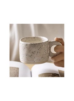 Buy Hand Painted Ceramic Coffee Mug With Ring Handle for Tea, Americano and Latte Drinks ( White, 300ml ) in UAE