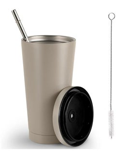 Buy 16.9oz Stainless Steel Tumbler with a Cleaning Brush and a Straw, Modern Insulated Travel Mug with Vacuum Insulation, Durable Stainless Steel Coffee Mug in Saudi Arabia