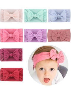 Buy 8-Piece Baby Girls Headband, Stretchy Nylon Soft Headband with Bowknot for Baby Toddler Girls in Saudi Arabia
