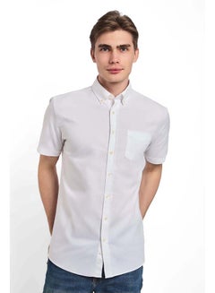 Buy Fancy Regular Fit Oxford Cotton Shirt With Short Sleeves in Egypt