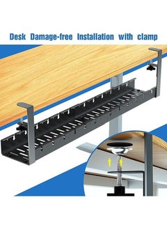 Buy Under Desk Cord Organizer, Under Desk Cable Management Tray-The upgraded shrinkable product, No Drill Cable Organizer for Wire Management, No Damage to Desk, Perfect for Office/Home/Kitchens in Saudi Arabia