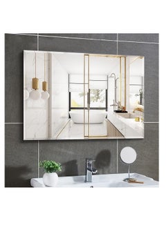 Buy Wall Bathroom Mirror, Rectangular Wall Mirror,Frameless Modern Bathroom Vanity Mirrors，Shatter-Proof,Anti-Fog，for Living Room Bedroom Bathroom Entryway (80 * 100cm) in UAE