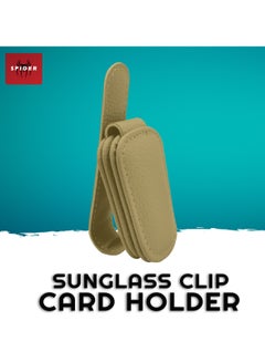 Buy Spider PU Leather Car Sun Visor Sunglass and Card Holder Clip ,Universal Sun Visor Organizer Clip 1 Pcs  BEIGE in Saudi Arabia