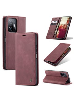 Buy CaseMe Xiaomi Mi 11/11T Pro Case Wallet, for Xiaomi Mi 11/11T Pro Wallet Case Book Folding Flip Folio Case with Magnetic Kickstand Card Slots Protective Cover - Wine in Egypt