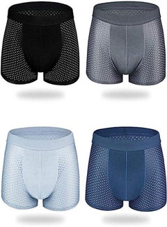 Buy Goolsky Men's 4 Pack Soft Breathable Boxer Brief Underwear For Men With Box(XL) in UAE