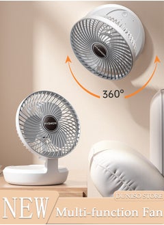 اشتري Multifunction Desk Fan, Rechargeable Battery Operated Fan Collapsible Wall Mounted Fan, 180° Rotation Table Fan 3 Speed Regulation for Home, Office, Travel, Camping, Outdoor, Indoor Fan في الامارات