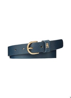 Buy Women's Essential Rounded Buckle Leather Belt, Blue - Leather in Saudi Arabia