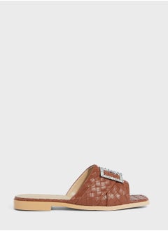 Buy Woven Square Toe Flat Sandal in UAE