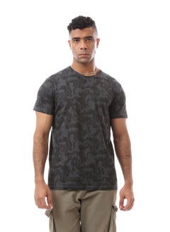 اشتري Camouflage Pattern Dark & Charcoal Grey Cotton T-Shirt في مصر
