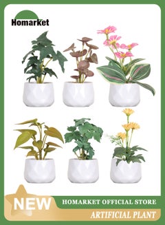 Buy 6 Pack Mini Fake Plants in Pots,Artificial Greenery Potted Plants,Flower Grass Potted Faux Plants Indoor for Office Desk Coffee Table Bathroom Bedroom Home Decorations in UAE