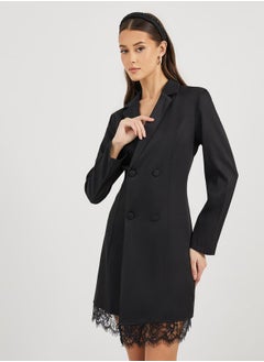 Buy Notch Lapel Lace Hem Blazer Mini Dress in Saudi Arabia