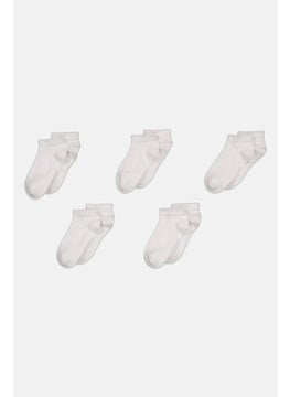 Buy Toddlers Girl 5 Pair Solid Socks, White in UAE