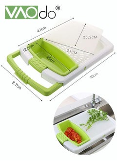 Buy Multi-functional Cutting Board Extendable and Retractable with Vegetable Washing Basket and Draining Function in Saudi Arabia