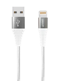 Buy LEVORE Cable iPhone USB 1.8m Nylon Braided - White in Saudi Arabia